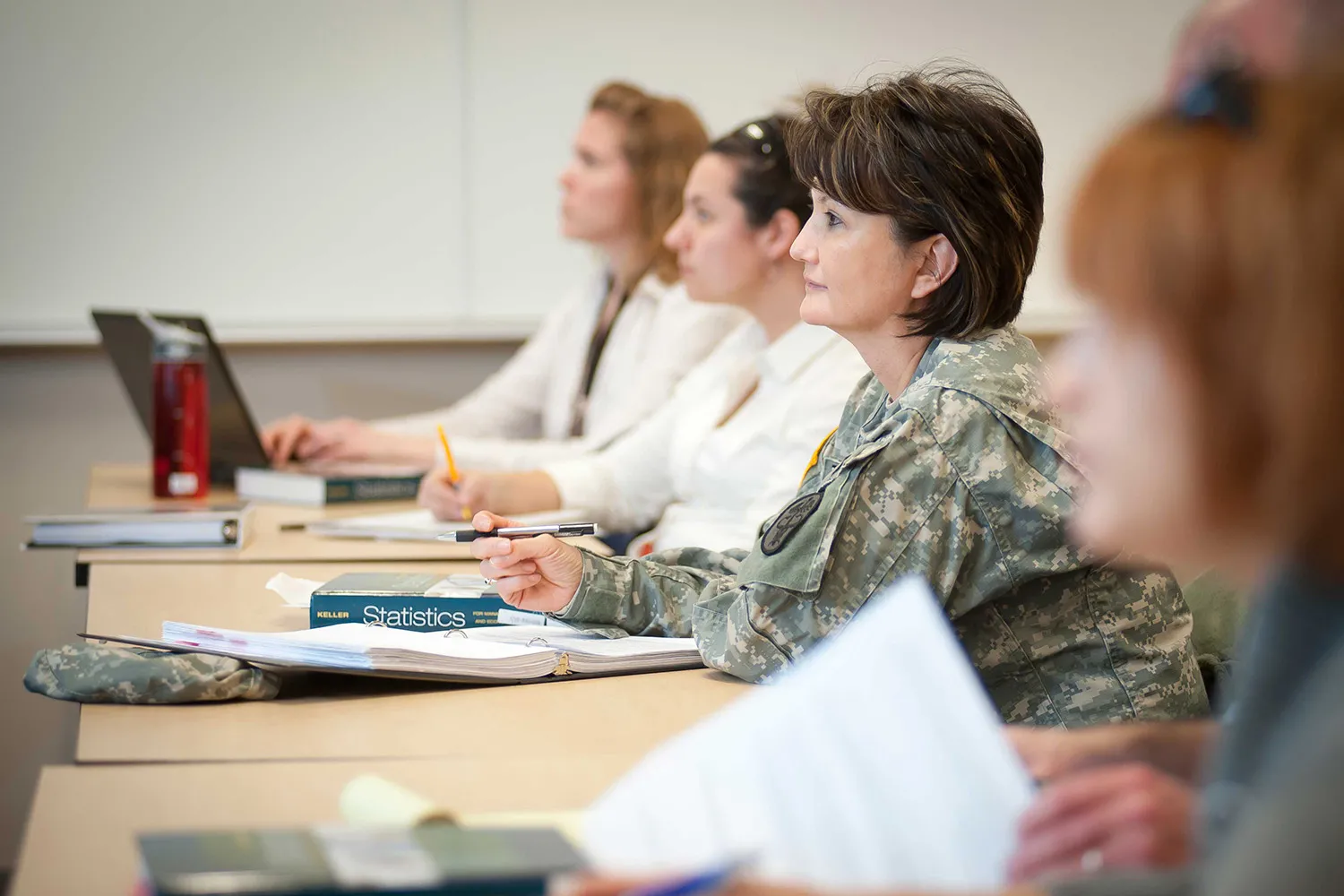 military-affiliated student in classroom