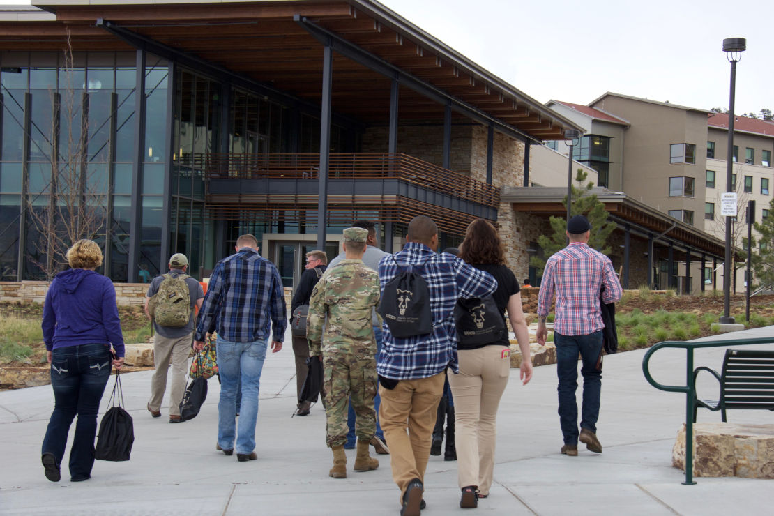 Military Students Walking on Campus